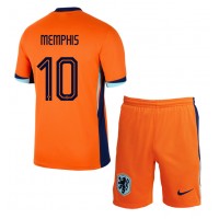 Nederländerna Memphis Depay #10 Hemmatröja Barn EM 2024 Kortärmad (+ Korta byxor)